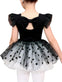 Costum de balet, gimnastica sau dans pentru fete: set body bumbac si fusta tutu cu buline